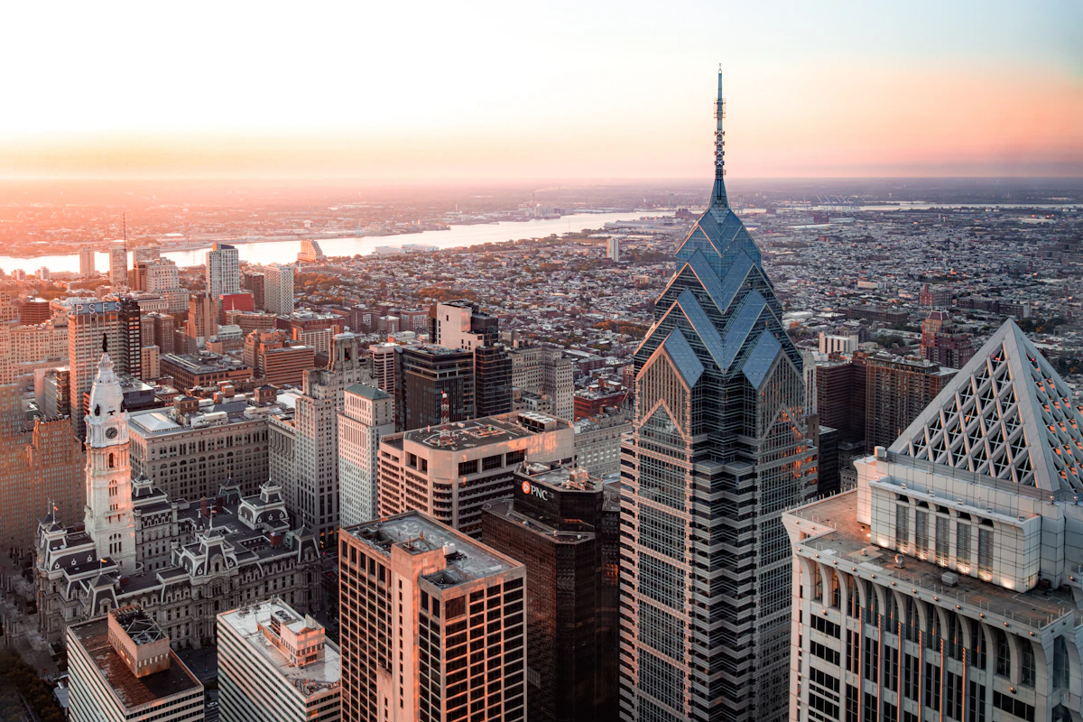 Aerial photo of the Philadelphia skyline